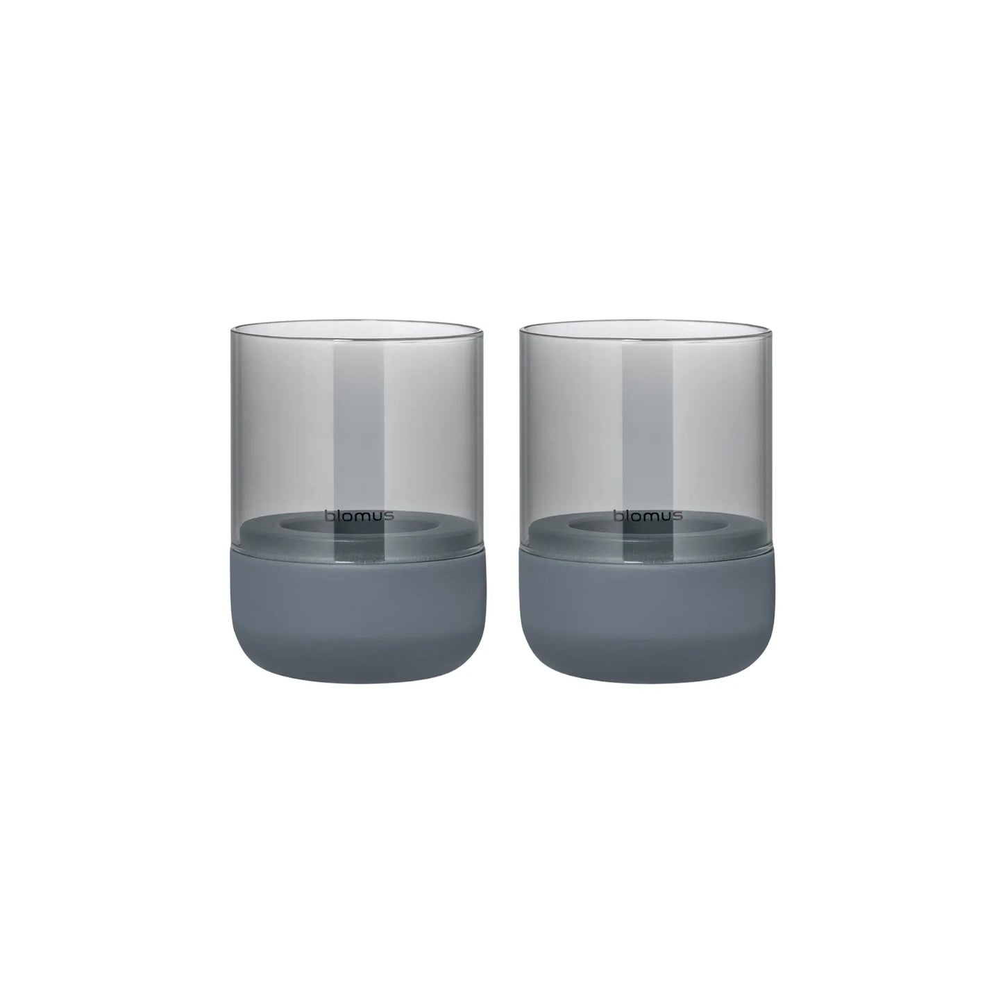 blomus Calma Ljuslykta 2-pack 9,5 cm, Stålgrå/Smoke