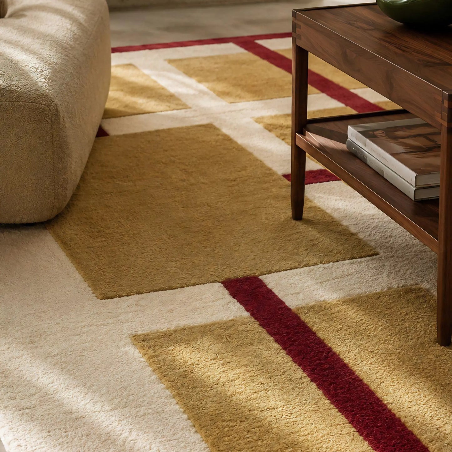 Deco Nord Aura Ullmatta 170x240 cm, Ivory/red/yellow
