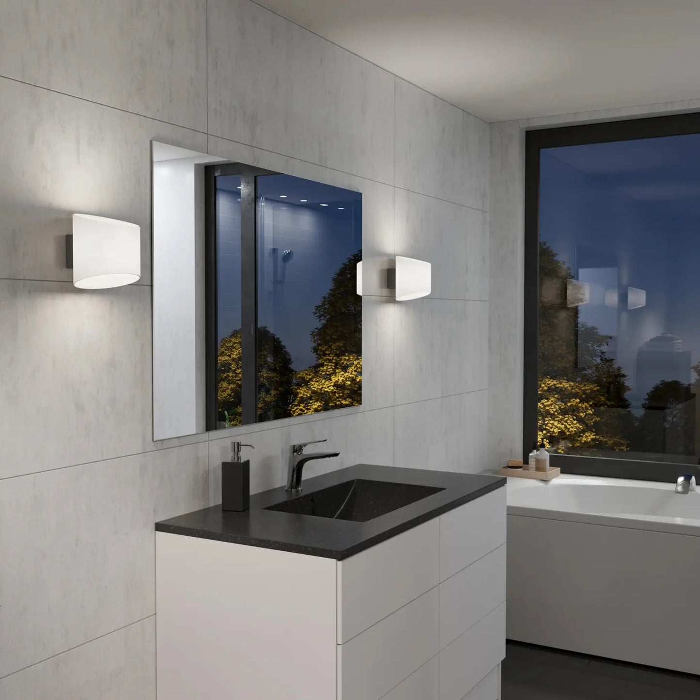 Herstal Evoke Vägglampa Oval, Antracit/Opal glas