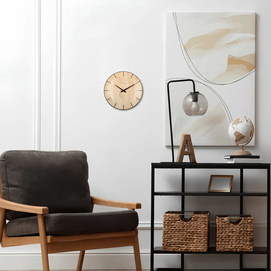 NeXtime Edge Wood Dome Väggklocka 35 cm Ljus, Brun