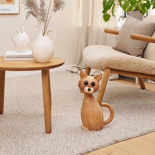 Spring Copenhagen Lucky Katt Dekoration 42 cm, Ek/Lönn