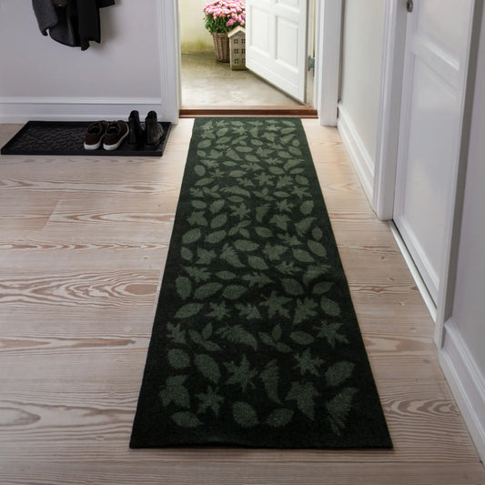 Tica Copenhagen Leaves Matta 200x67 cm, Mörkgrön