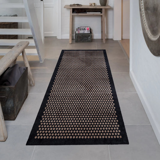 Tica Copenhagen Dot Matta 200x90 cm, Svart/beige