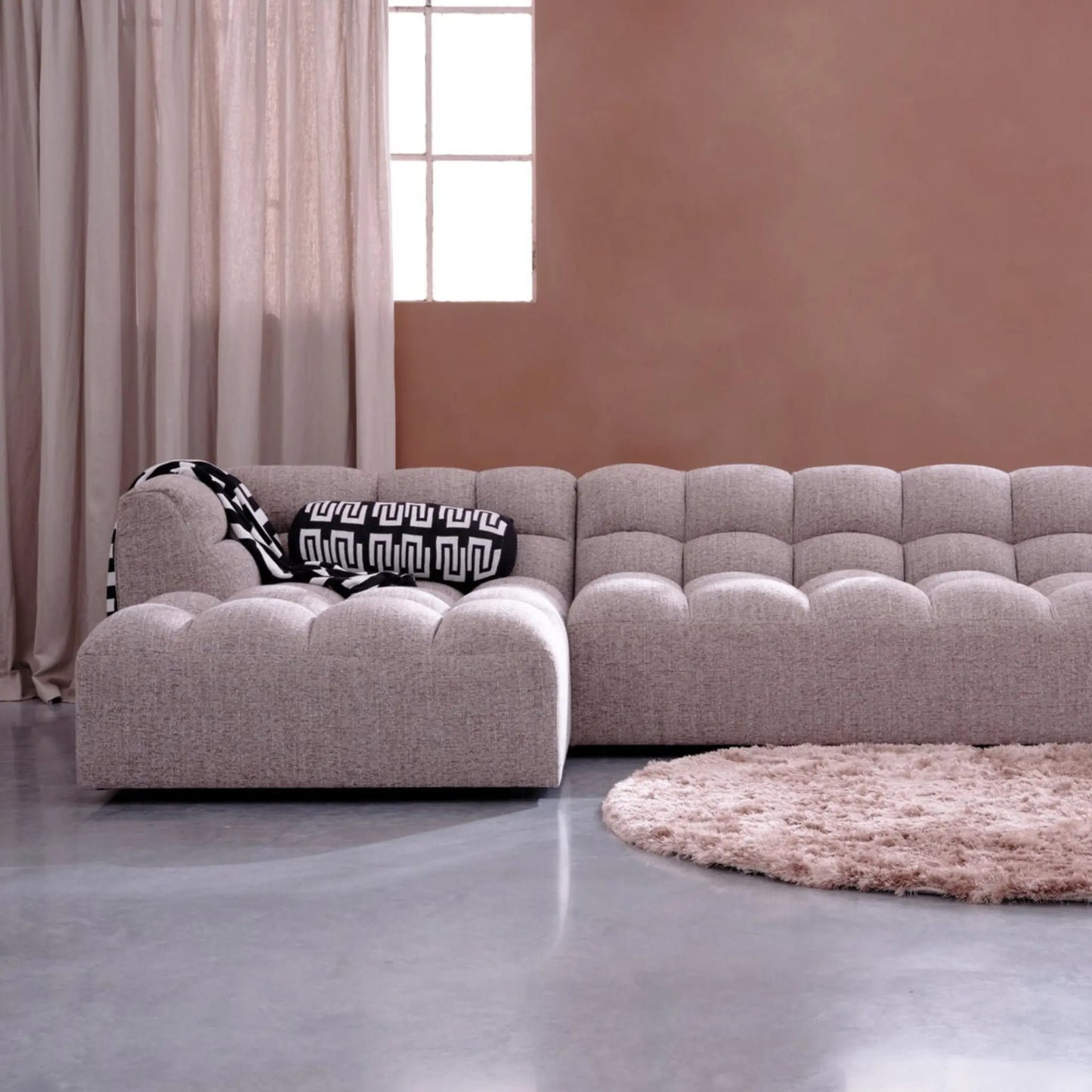 WOOOD Allure Chaise Soffa Vänster Woven, Brown Melange