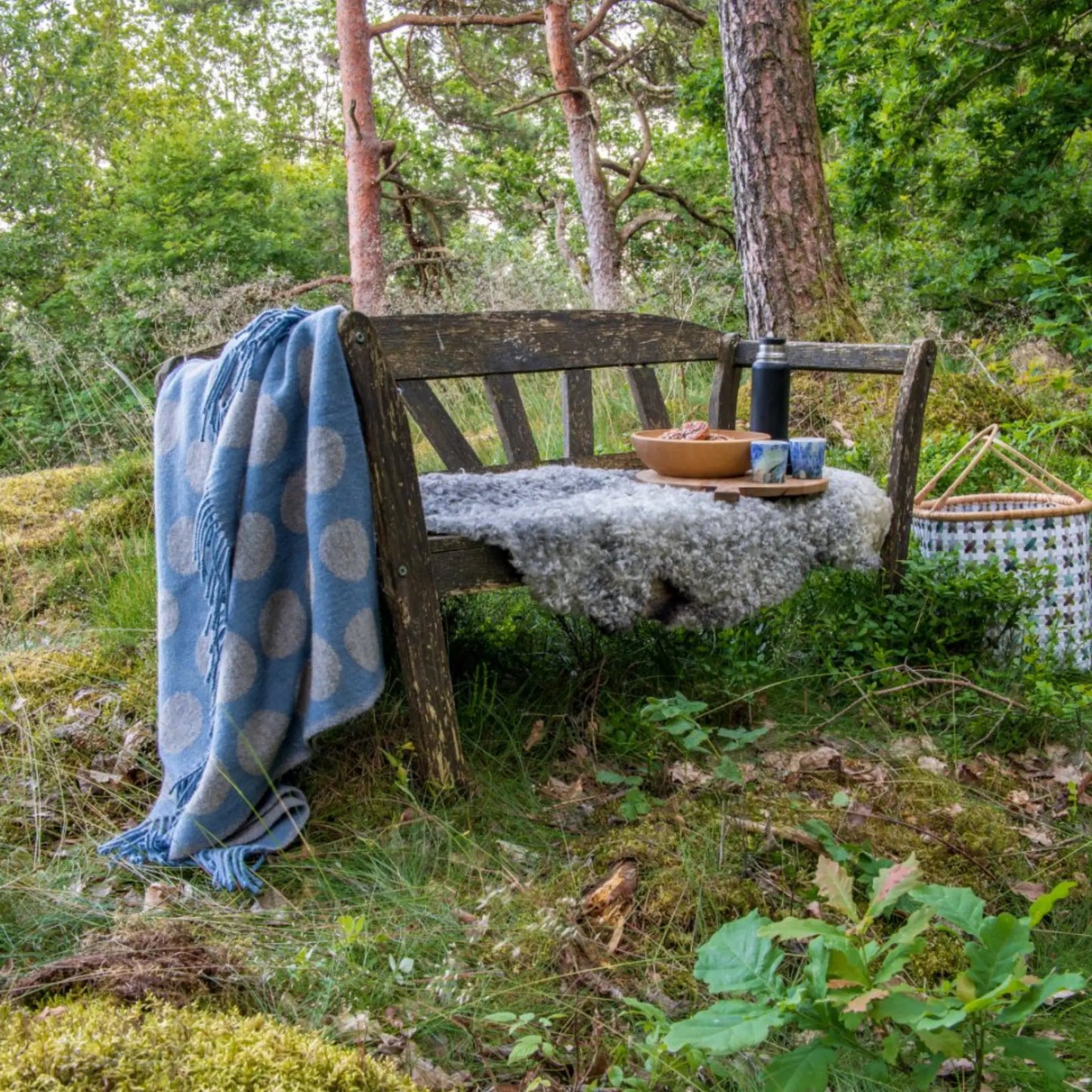 Almedahls Pricktyg Pläd 130x170cm, Blå Beige