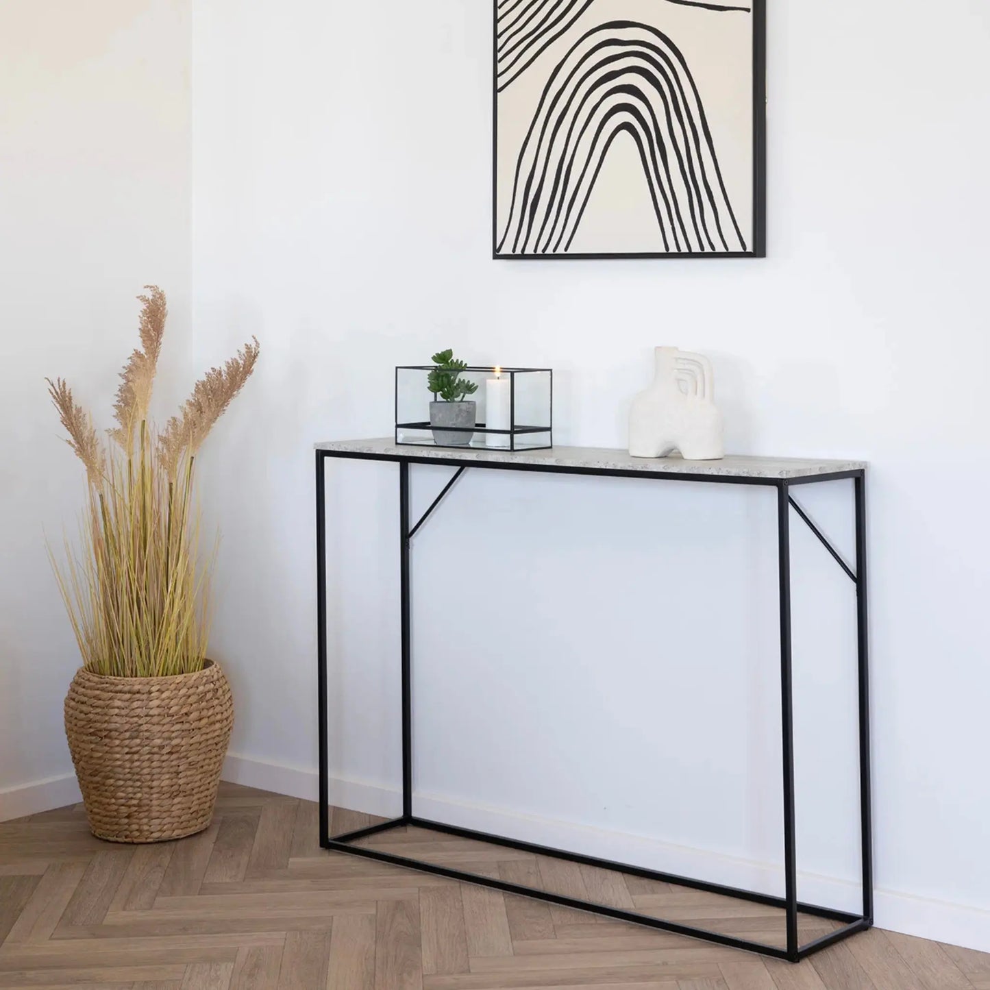 House Nordic, Vita Konsolbord, Svart/Natur