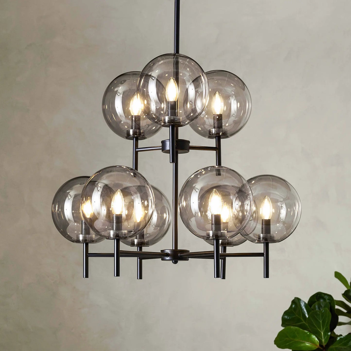 Markslöjd Crown Taklampa 9 l, Svart/Rökfärgad