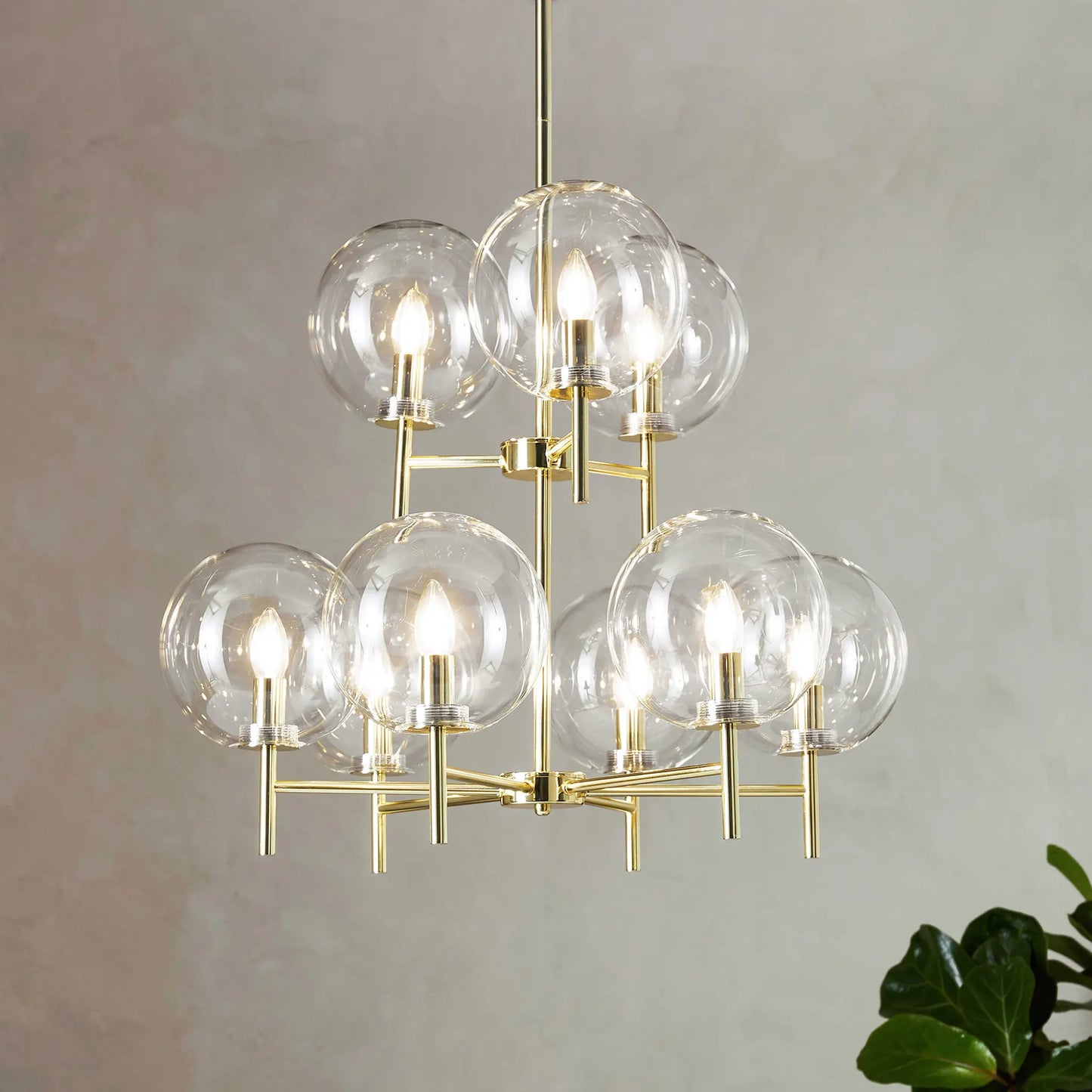 Markslöjd Crown Taklampa 9 l, Mässing/Klar