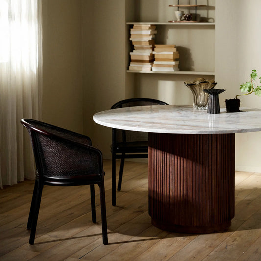 Nordal Erie runt matbord, trä/Ivory marmor