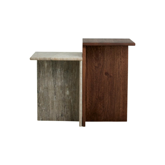 Nordal Glina Höga Soffbord, 2st, Trä/Marmor