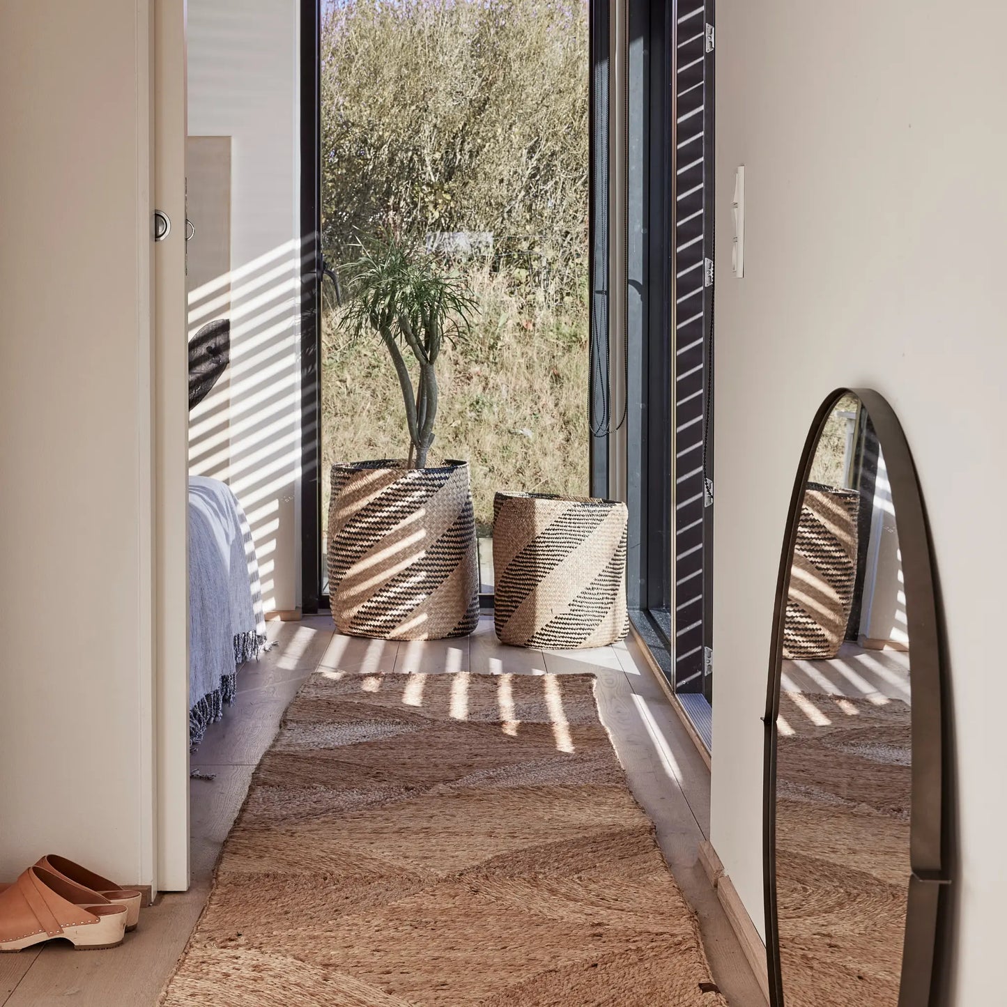 Oyoy Living Twist Förvaringskorg Set Om 2, Nature, Svart