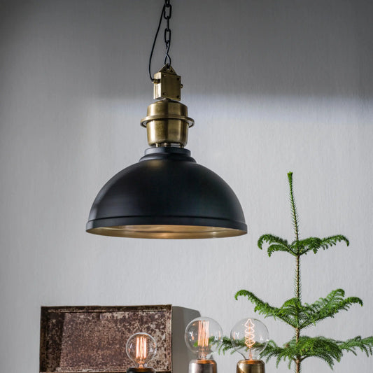 PR Home Manchester Taklampa 52 cm, Svart/Mässing