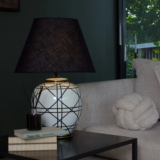 PR Home New York Lampfot 39cm, Svartvit