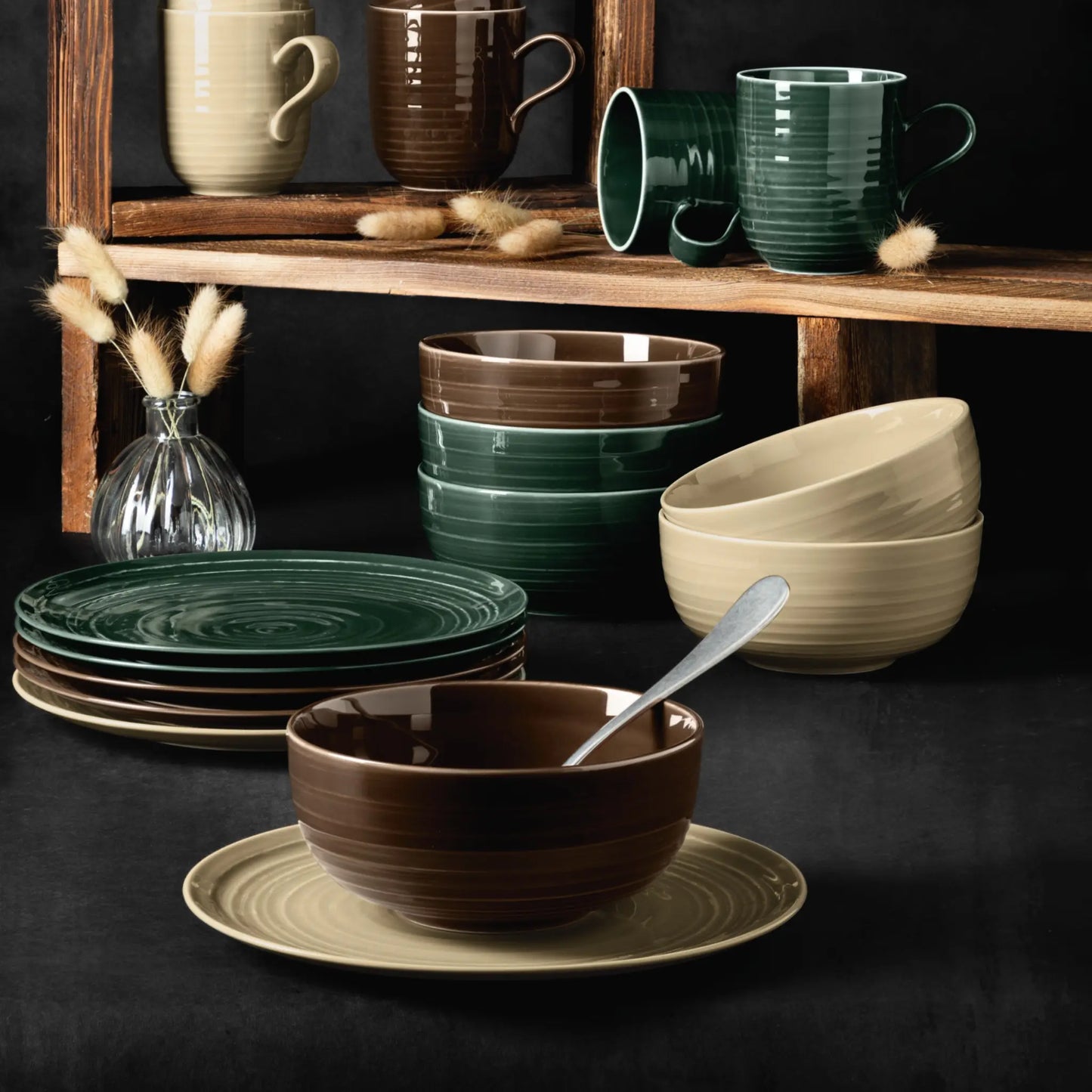 Seltmann Weiden Tallrik Terra Djup 28 cm 2-pack, Mossgrön