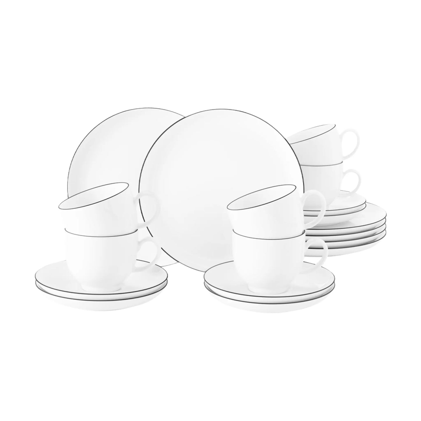 Seltmann Weiden Lido Black Line Kaffeservis 18 delar, Vit