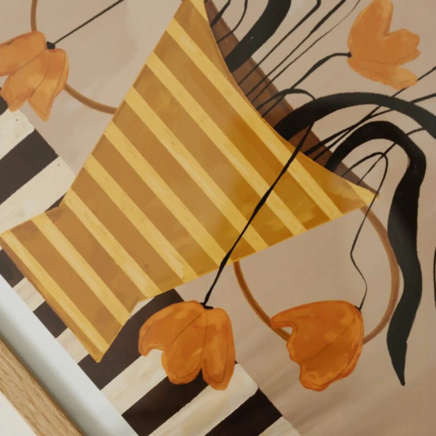 The Poster Club Flowers in Yellow Striped Vase Poster 50x70