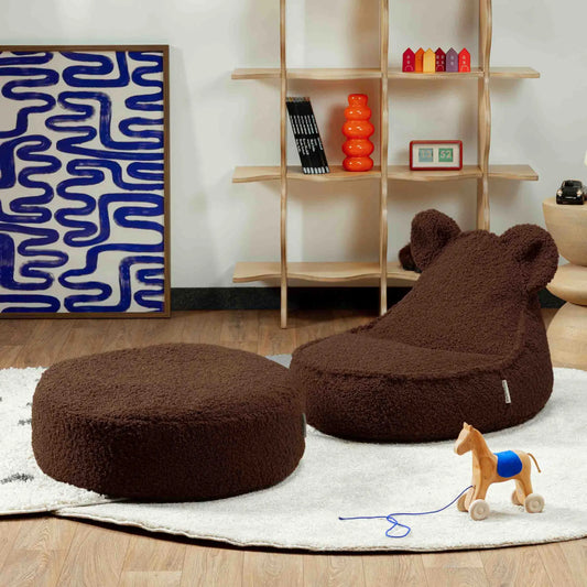 Wigiwama Bear Saccosäck & Sittpuff Set, Warm Hazel