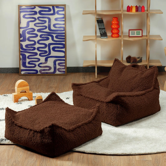 Wigiwama Saccosäck & Sittpuff Set, Warm Hazel