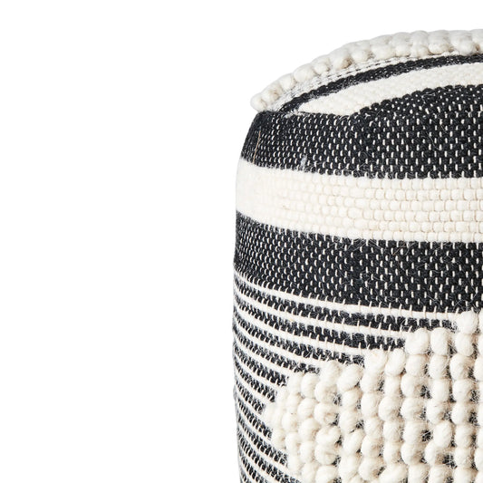 Affari of Sweden, Minna Sittpuff, Svart/elfenben-Silvra Home