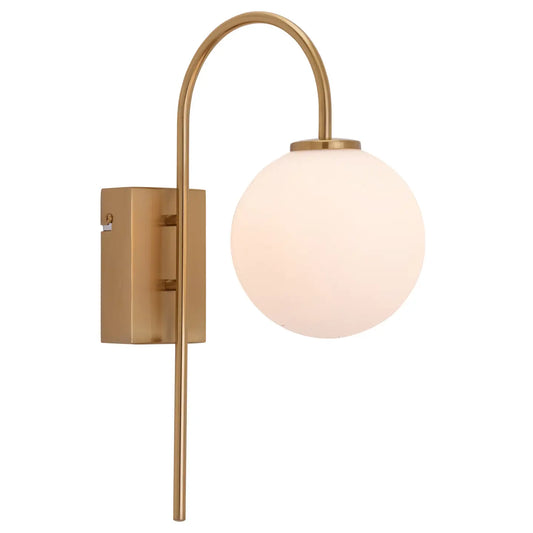 Herstal Ballon Vägglampa, Satin brass/Opal Glas