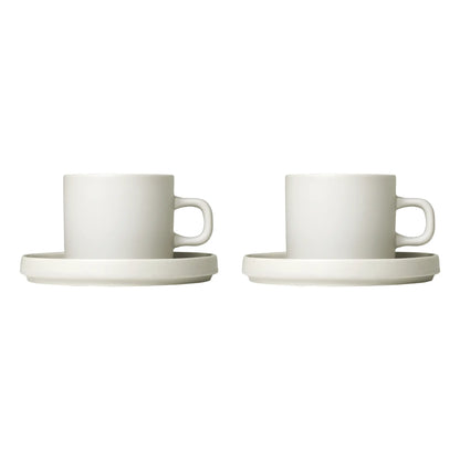 blomus Pilar Kaffekoppar med Fat 2-pack 200 ml, Moonbeam