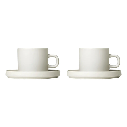 blomus Pilar Kaffekoppar med Fat 2-pack 200 ml, Moonbeam