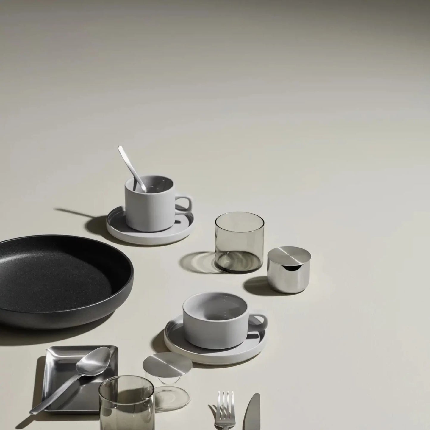 blomus Pilar Kaffekoppar med Fat 2-pack 200 ml, Moonbeam