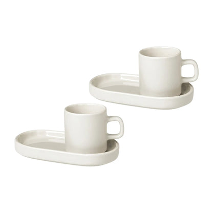 blomus Pilar Espressomuggar med Fat 2-pack 50 ml Moonbeam