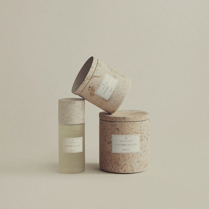 blomus Frabli Doftljus Ø10 cm, Cotton Island/Travertin