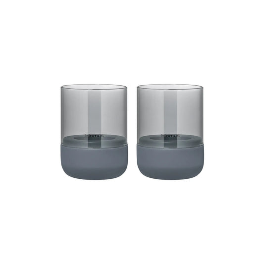 blomus Calma Ljuslykta 2-pack 9,5 cm, Stålgrå/Smoke