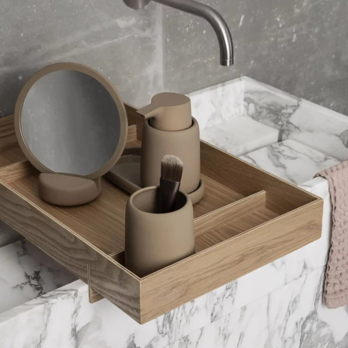 blomus Sono Sminkspegel Ø17 cm, Tan