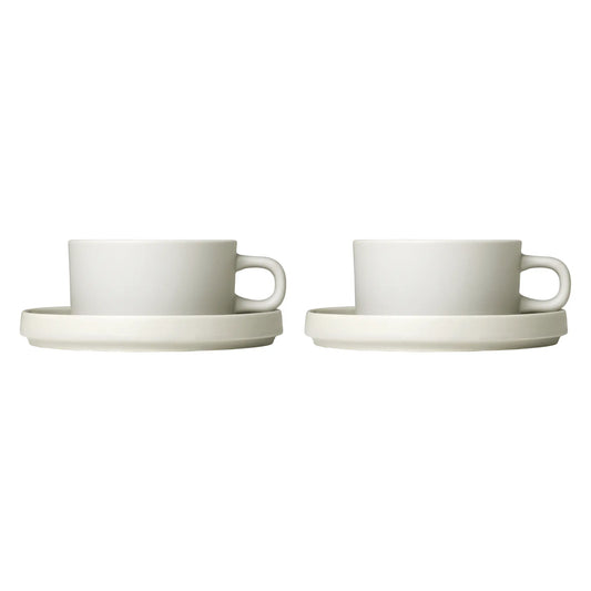 blomus Pilar Tekoppar med Fat 2-pack 200 ml, Moonbeam
