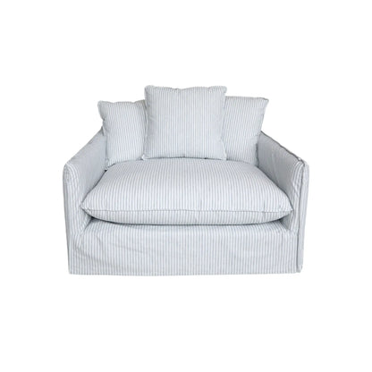 Chic Antique Malo Fåtölj Linne, Sky Blue & Cream