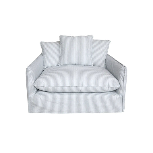 Chic Antique Malo Fåtölj Linne, Sky Blue & Cream