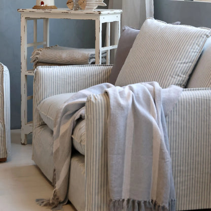 Chic Antique Malo Fåtölj Linne, Sky Blue & Cream