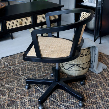 Chic Antique French Kontorsstol, Antique Black