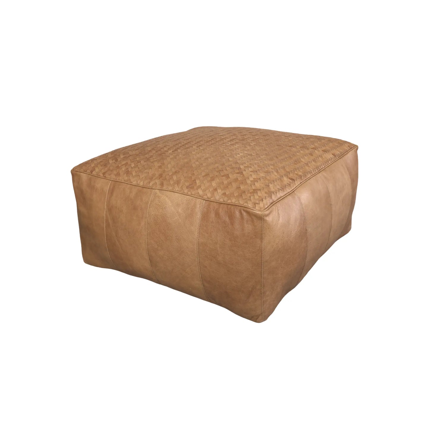 Chic Antique Lounge Puff Läder, Cognac