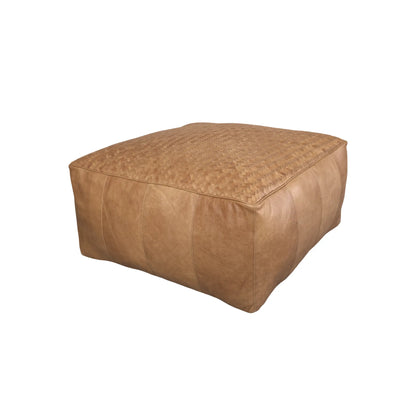 Chic Antique Lounge Puff Läder, Cognac