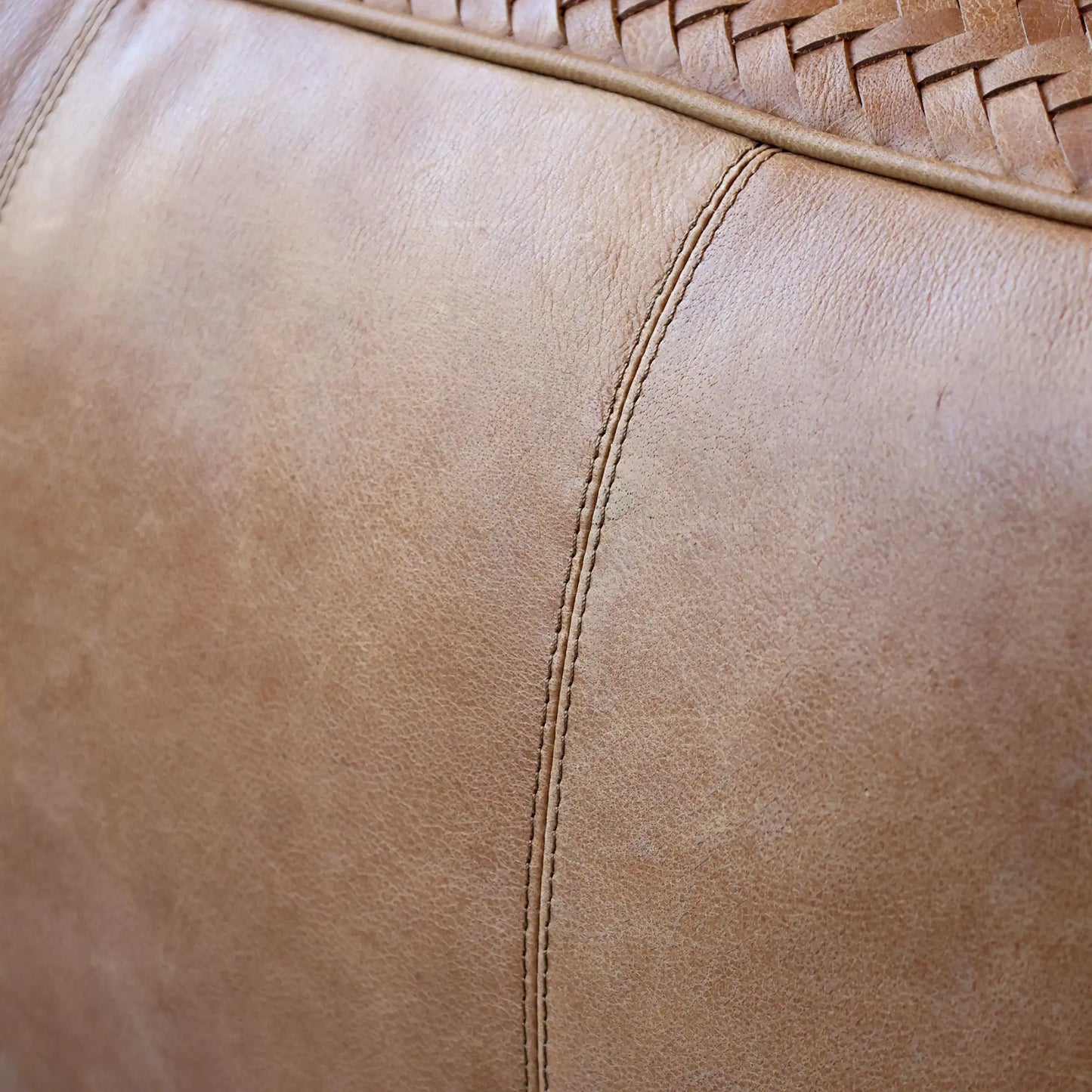 Chic Antique Lounge Puff Läder, Cognac