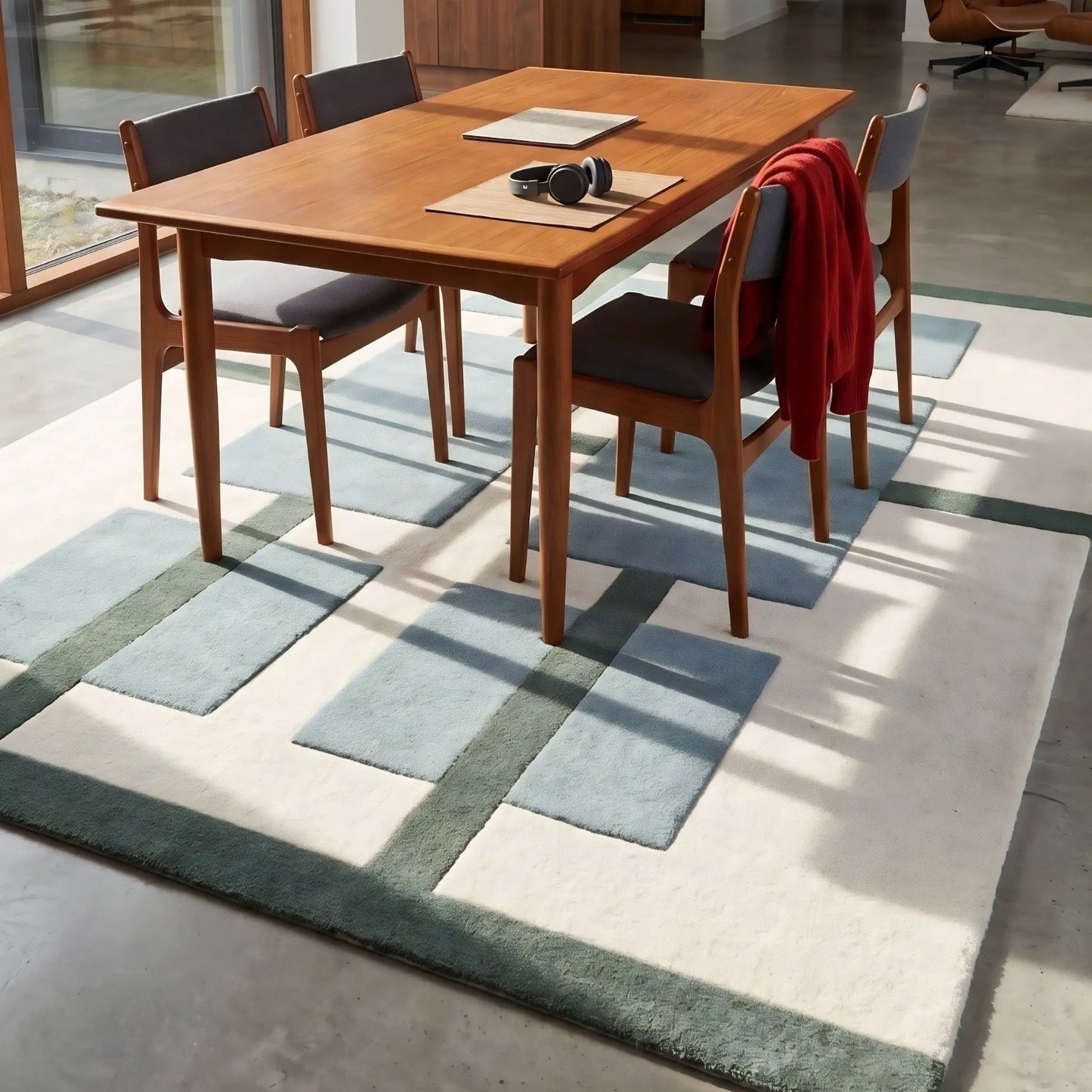 Deco Nord Aura Ullmatta 170x240 cm, Ivory/blue/green