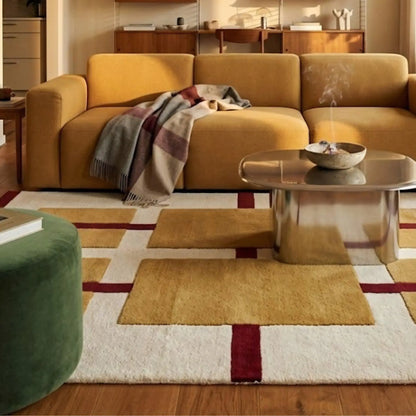 Deco Nord Aura Ullmatta 170x240 cm, Ivory/red/yellow