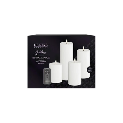 Deluxehomeart Ljuspaket LED Blockljus 4-pack + Fjärrkontroll, Vit