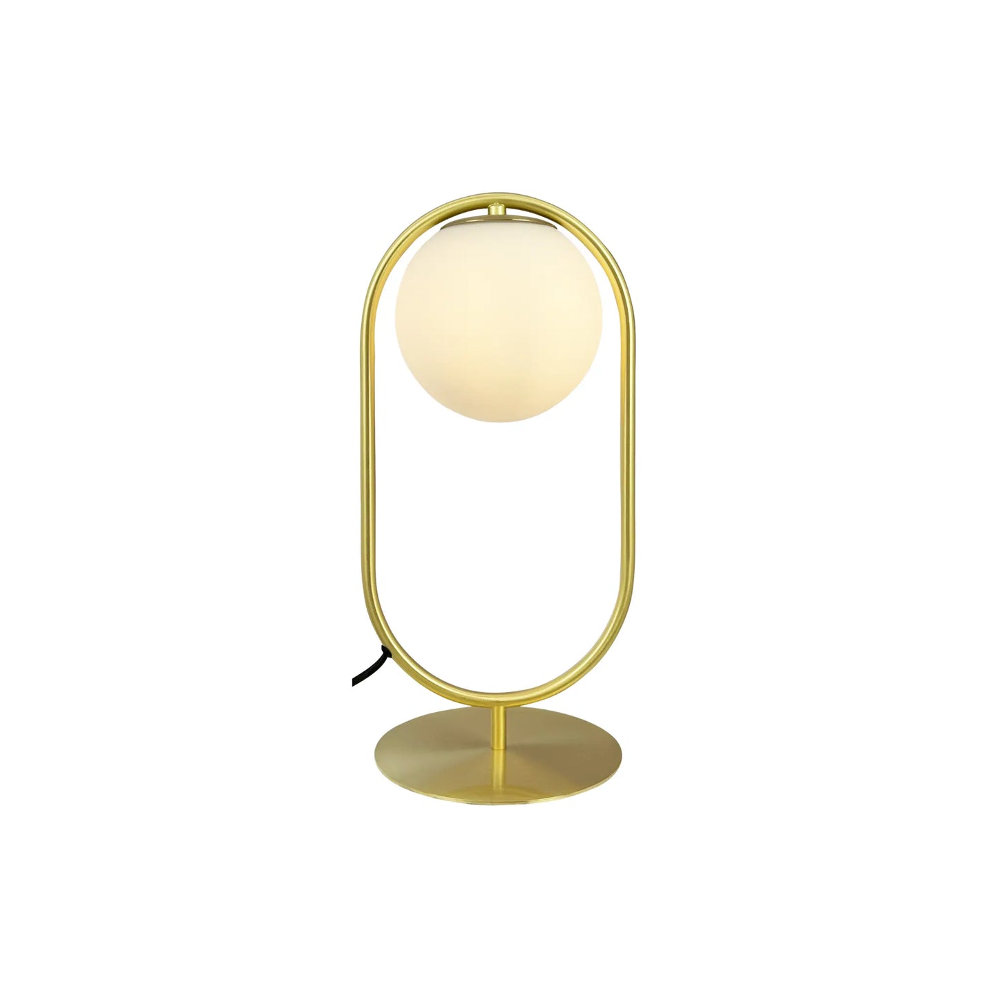 Dyberg Larsen Reims Bordslampa med båge och glaskupa, Mässing/Vit