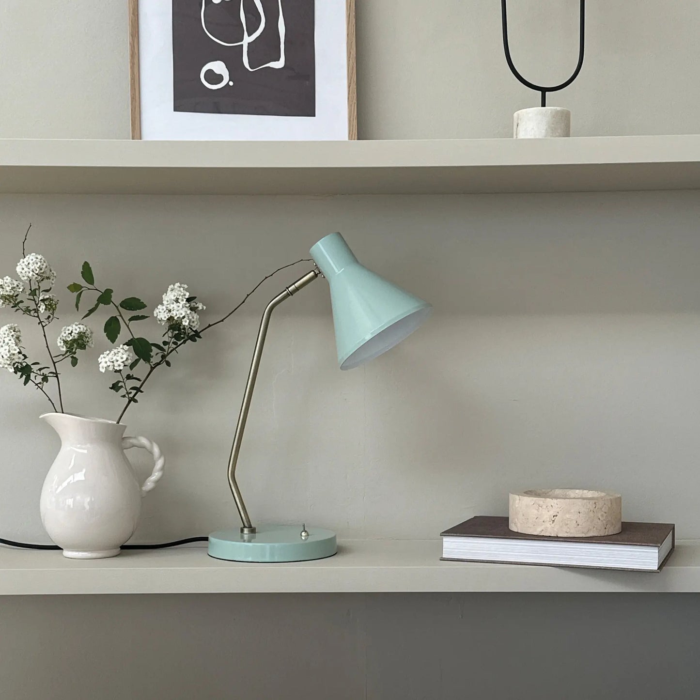 Dyberg Larsen Sleep Bordslampa, Blank mintgrön/Antikmässing