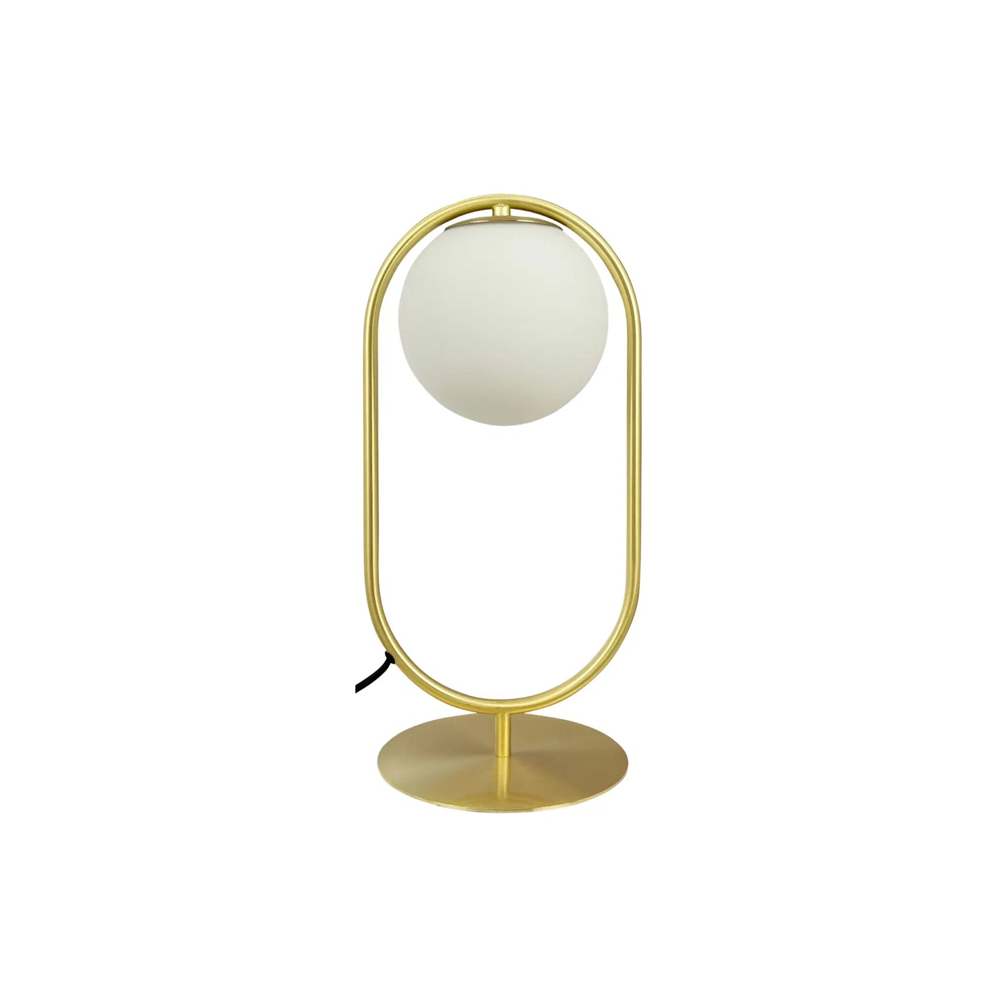 Dyberg Larsen Reims Bordslampa med båge och glaskupa, Mässing/Vit