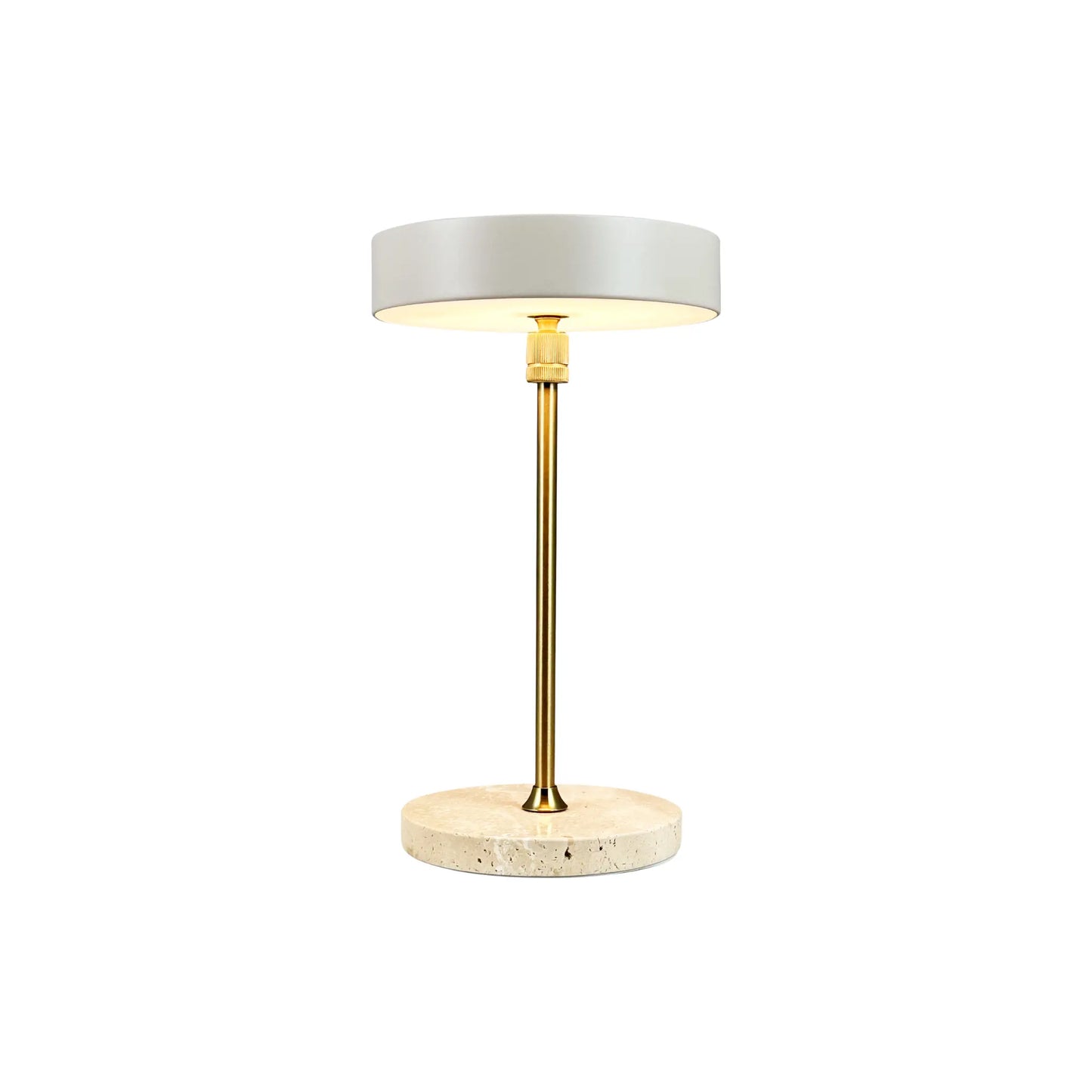 Dyberg Larsen Moonlight Bordslampa LED Laddningsbar, Beige/Mässing/Travertin