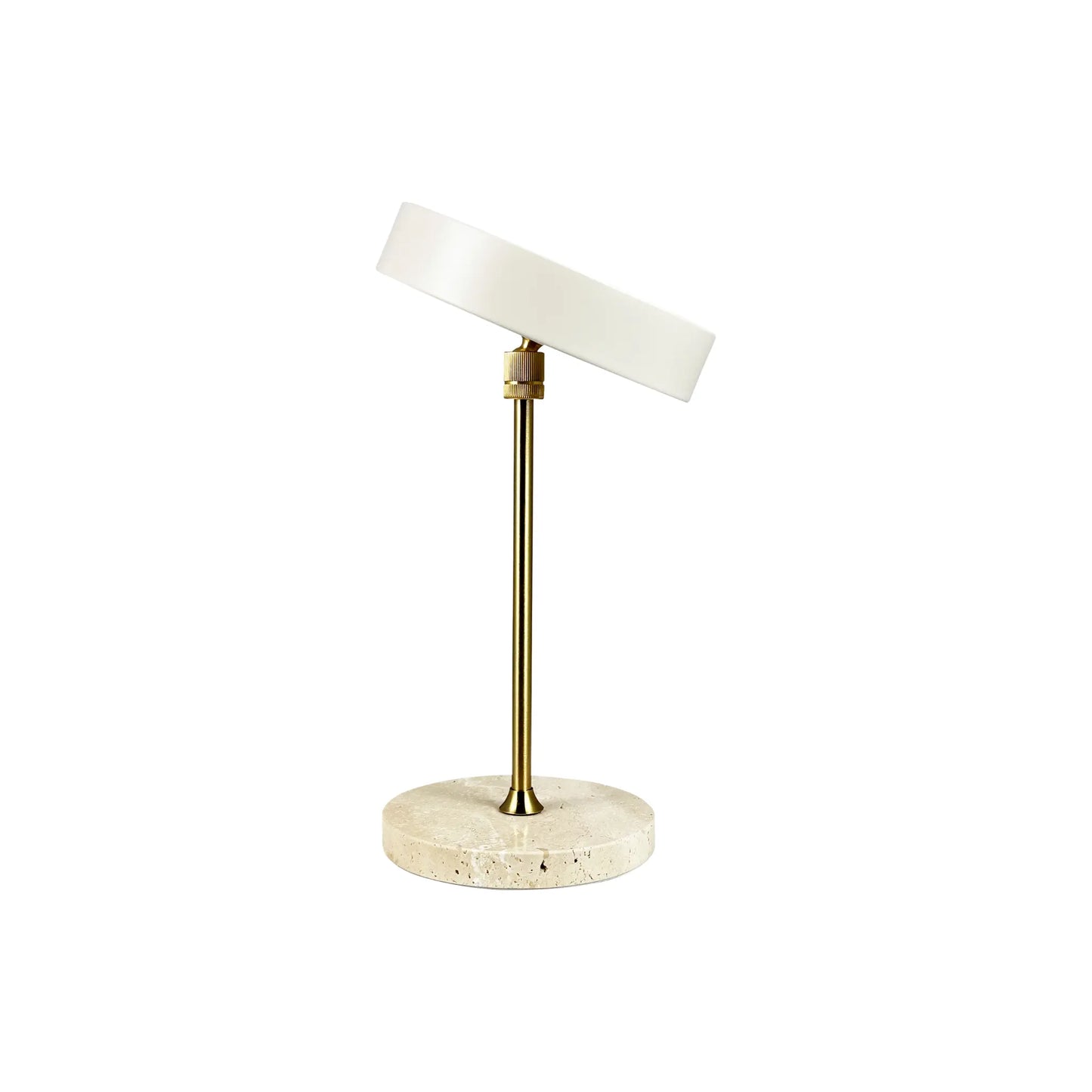 Dyberg Larsen Moonlight Bordslampa LED Laddningsbar, Beige/Mässing/Travertin