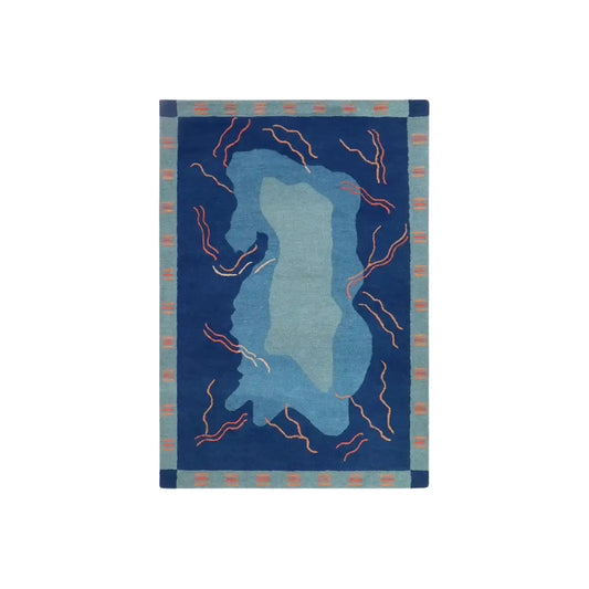 Finarte Columbus Matta 170x240 cm, Blå/Beige