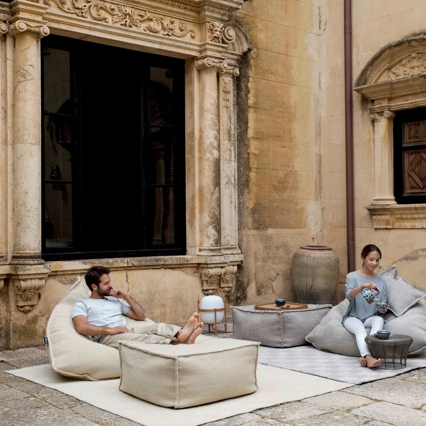 GAN Sail Square Puff 75x75x35h, Taupe