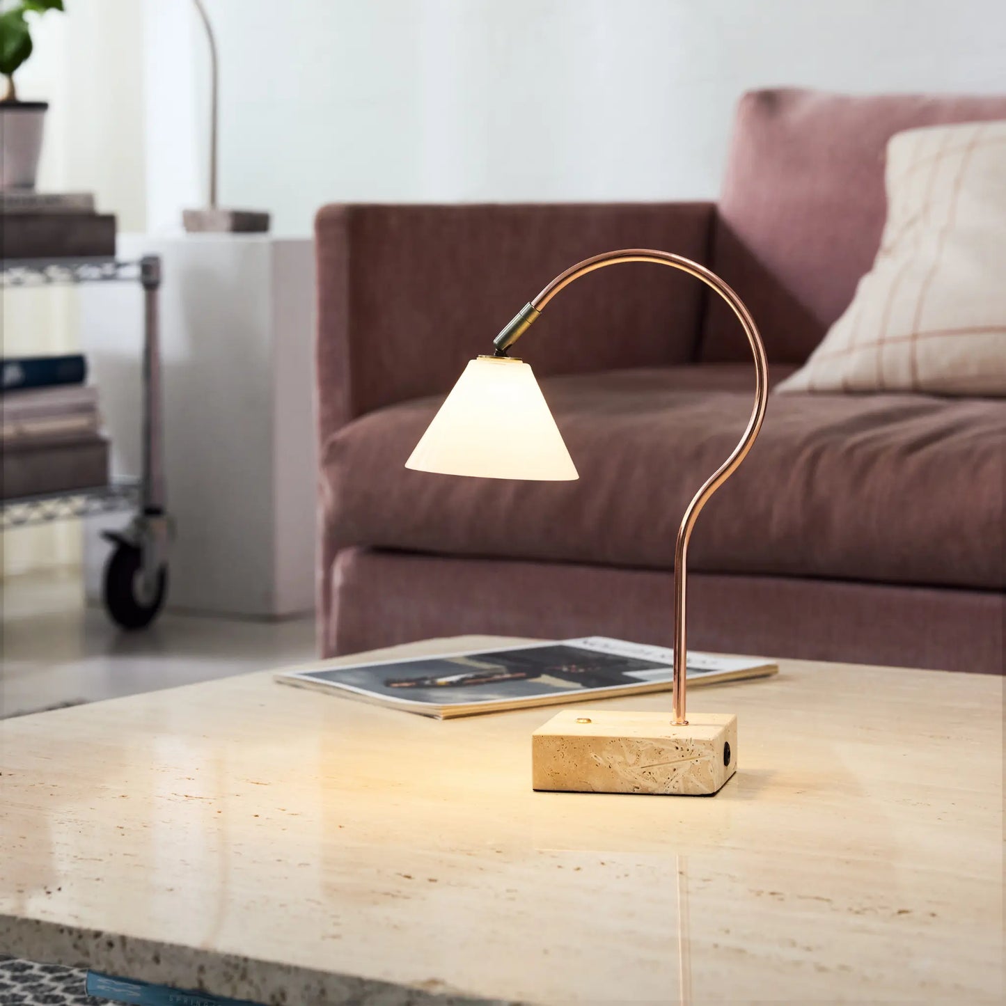 Halo Design Question Portabel Bordslampa, Koppar Antikmässing Opalglas